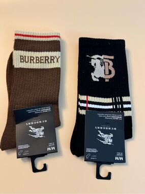 2 pairs unisex Cotton Logo Crew Socks Black Brown size small - medium new
